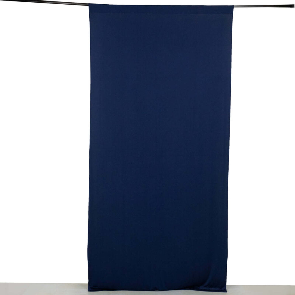 Navy Blue 4 - Way Stretch Spandex Event Curtain Drapes, Wrinkle Free Backdrop Event Panel with Rod Pockets - 5ftx10ft - Bell Racket Store