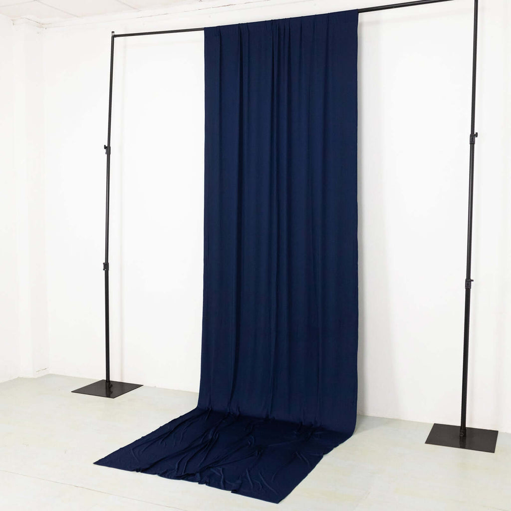 Navy Blue 4 - Way Stretch Spandex Event Curtain Drapes, Wrinkle Free Backdrop Event Panel with Rod Pockets - 5ftx14ft - Bell Racket Store