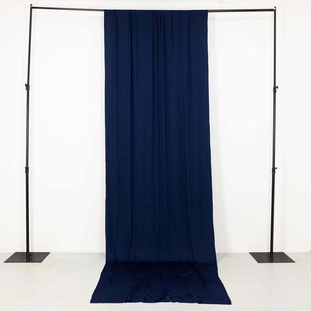 Navy Blue 4 - Way Stretch Spandex Event Curtain Drapes, Wrinkle Free Backdrop Event Panel with Rod Pockets - 5ftx14ft - Bell Racket Store
