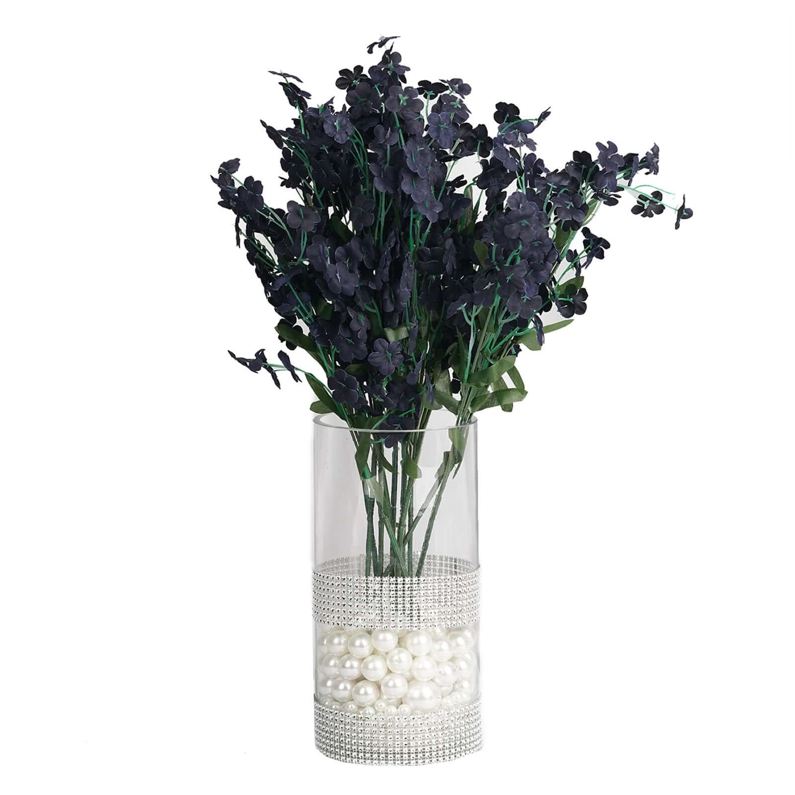 12 Stems Navy Blue Artificial Silk Babys Breath Flower Bushes Spray