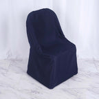 Polyester Slip On Folding Chair Covers Navy Blue - Stain-Resistant Reusable Durable Fabric