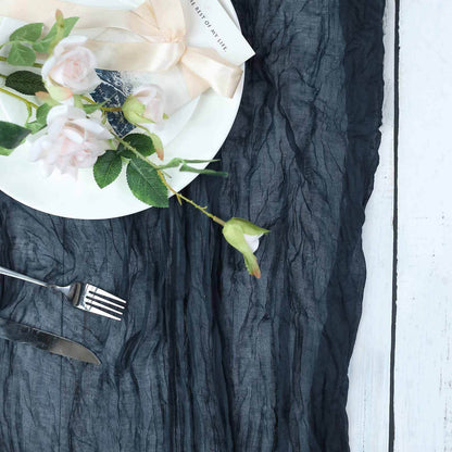 Gauze Cheesecloth 10ft Table Runner Navy Blue - Rustic Boho Style