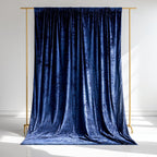 Navy Blue Crushed Velvet Backdrop Curtain â€“ 5ft x 12ft Event Drape with Rod Pocket, Privacy Panel for Photo Booths & Events - Bell Racket Store