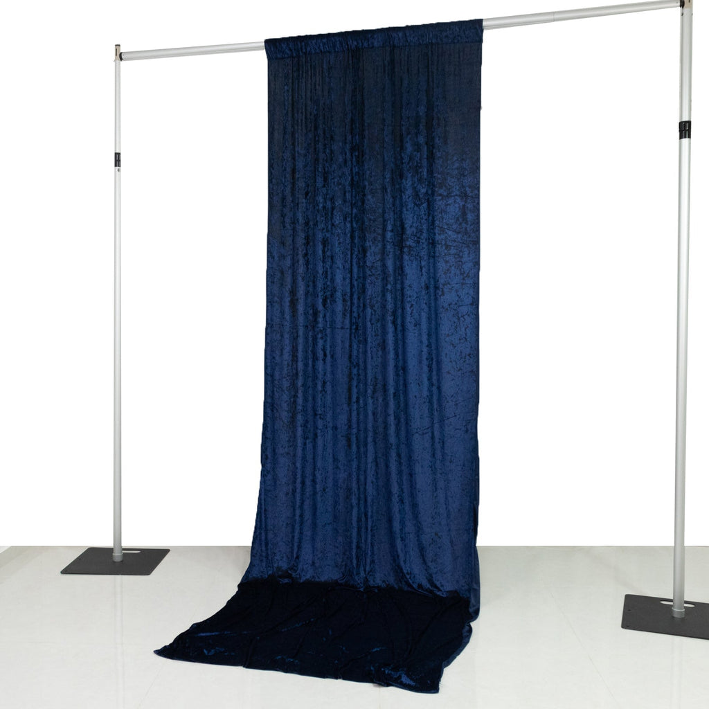 Navy Blue Crushed Velvet Backdrop Curtain â€“ 5ft x 12ft Event Drape with Rod Pocket, Privacy Panel for Photo Booths & Events - Bell Racket Store