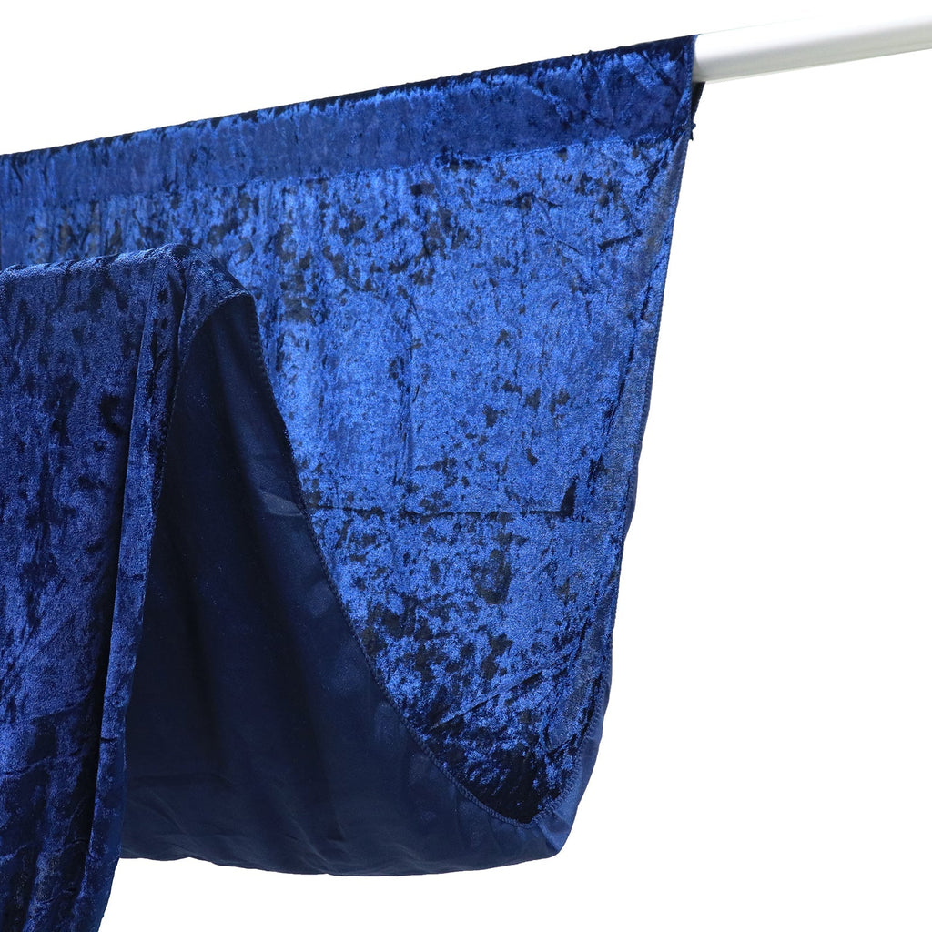Navy Blue Crushed Velvet Backdrop Curtain â€“ 5ft x 12ft Event Drape with Rod Pocket, Privacy Panel for Photo Booths & Events - Bell Racket Store