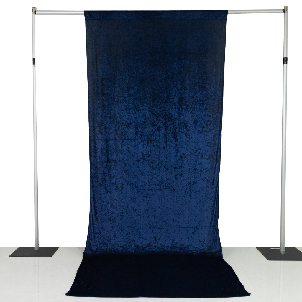 Navy Blue Crushed Velvet Backdrop Curtain â€“ 5ft x 12ft Event Drape with Rod Pocket, Privacy Panel for Photo Booths & Events - Bell Racket Store