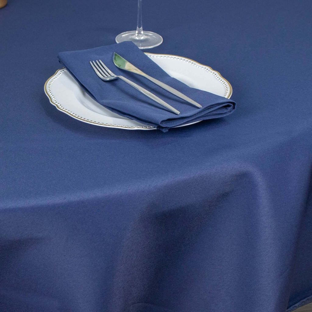 Premium Polyester 90" Round Tablecloth Navy Blue - Stain and Wrinkle-Resistant Design with 220GSM Thickness Table Cover