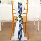 Taffeta Ribbon Sash with 4" Leaf Petal Design Navy Blue 50ft - Sophisticated Artificial Fabric Garland