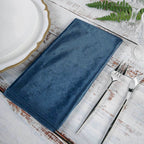 5 Pack Premium Velvet 20"x20" Napkins Navy Blue - Soft Sheen Finish Cloth Napkins