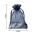 10 Pack 5"x7" Navy Blue Organza Drawstring Wedding Party Favor Gift Bags