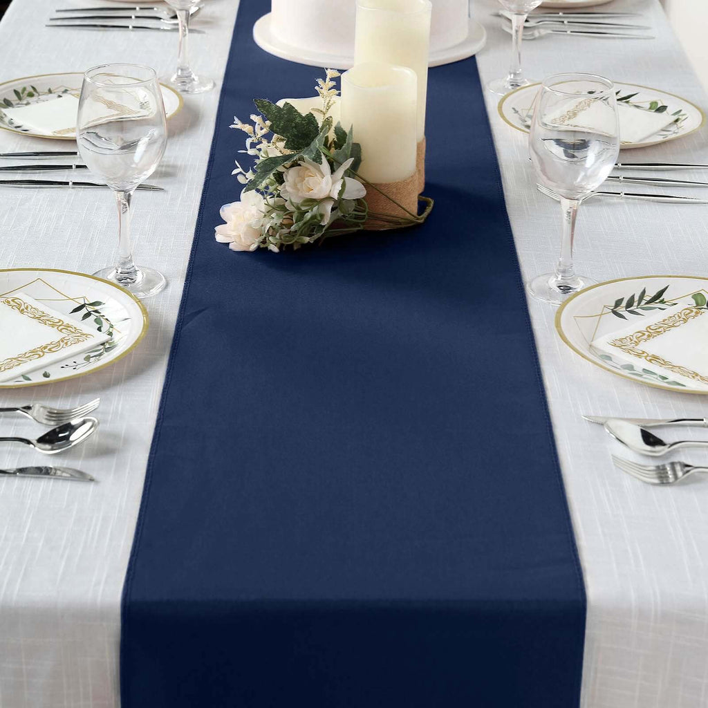 Polyester 12"x108" Table Runner Navy Blue - Durable & Wrinkle-Resistant Table Decor