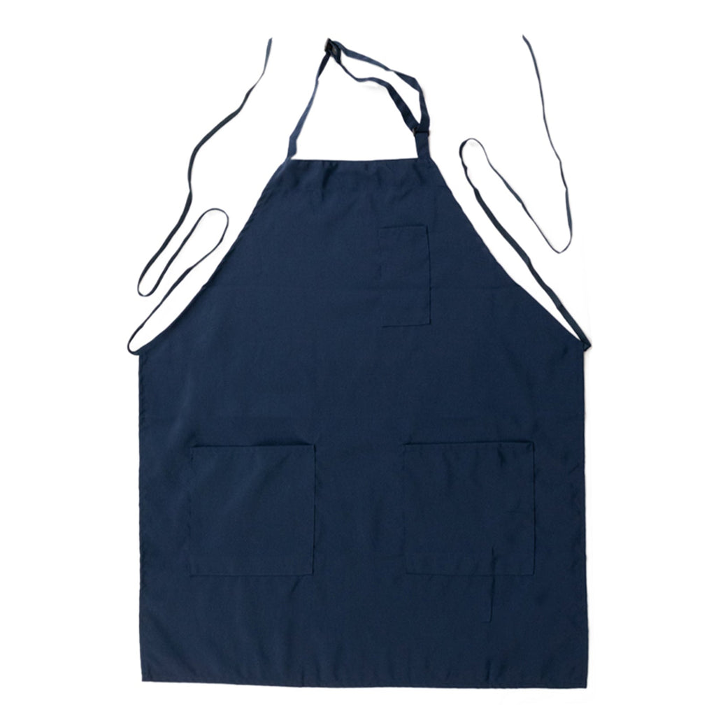 Navy Blue Premium Polyester Cooking Chef Apron with Adjustable Neck and Long Ties, Waterdrop Resistant 2 Pockets Unisex Kitchen Bib Apron - Bell Racket Store