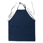 Navy Blue Premium Polyester Cooking Chef Apron with Adjustable Neck and Long Ties, Waterdrop Resistant 2 Pockets Unisex Kitchen Bib Apron - Bell Racket Store