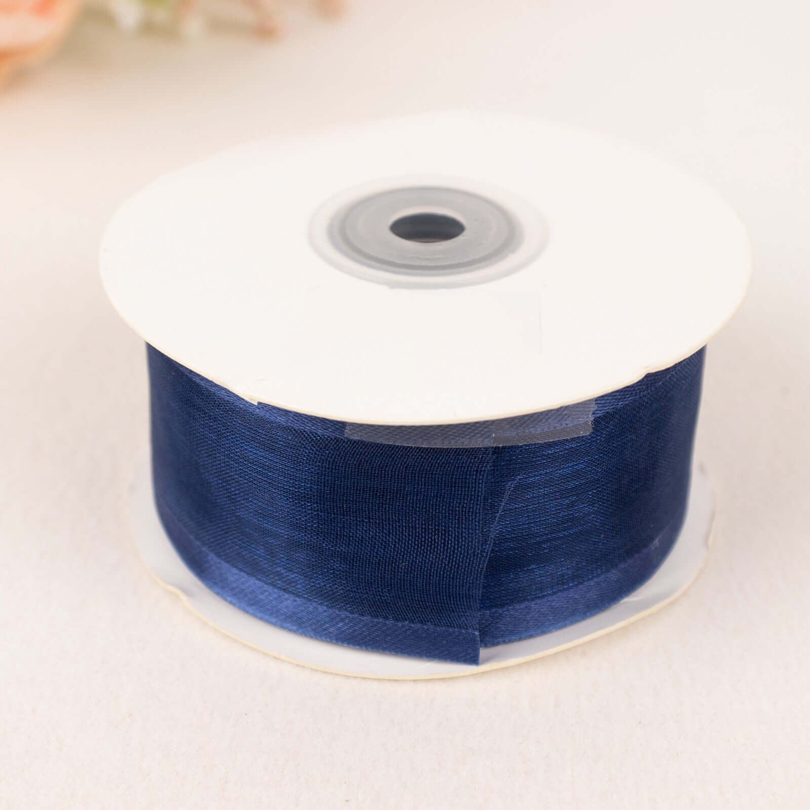 25 Yards 1.5" Navy Blue Sheer Organza Ribbon With Satin Edges