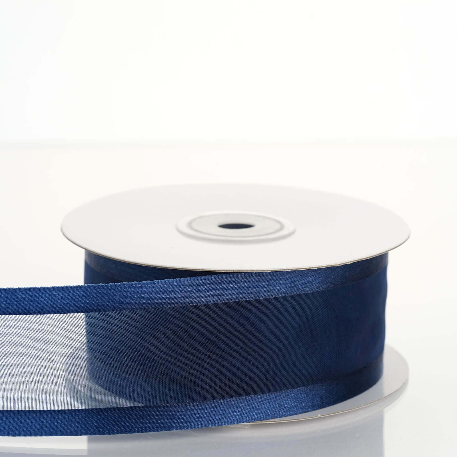 25 Yards 1.5" Navy Blue Sheer Organza Ribbon With Satin Edges