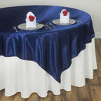 Satin 60"x60" Table Overlay Square Tablecloth Navy Blue - Smooth Silky Touch Table Cover