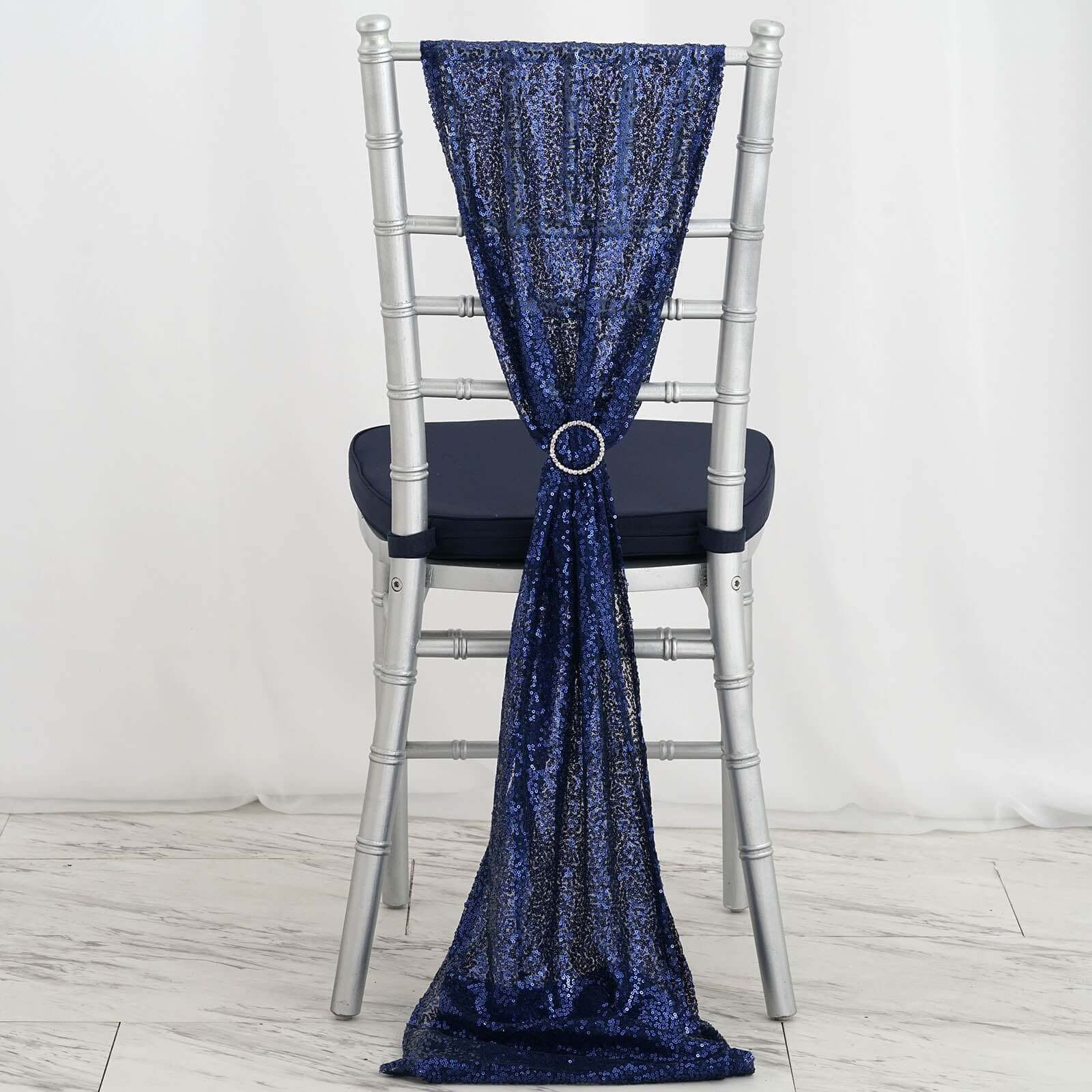 Sequin 12"x108" Table Runner Navy Blue - Glittering Design