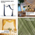 Navy Blue Sheer Backdrop Drape â€“ 5ft x 14ft Wedding Arch & Ceiling Decor Panel, Wrinkle Free with Soft Shimmer - Bell Racket Store