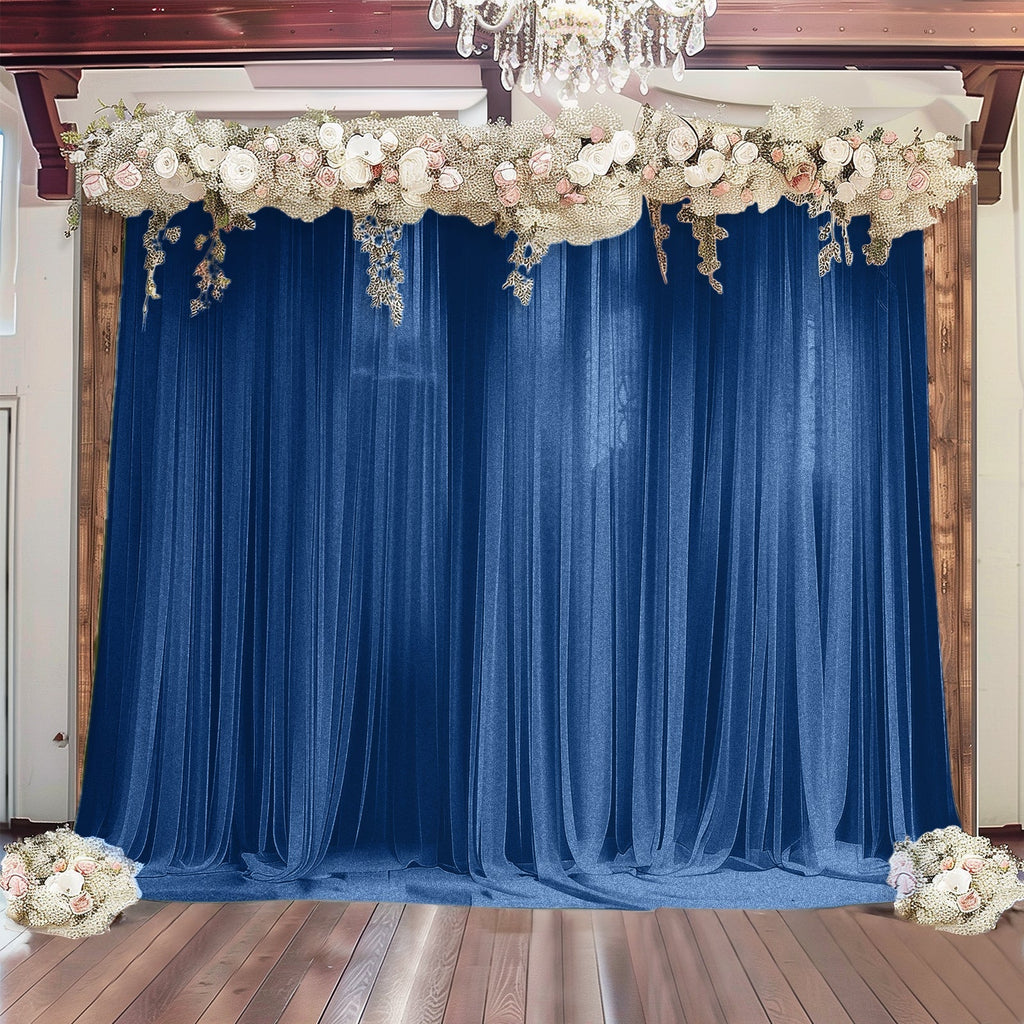 Navy Blue Sheer Backdrop Drape â€“ 5ft x 14ft Wedding Arch & Ceiling Decor Panel, Wrinkle Free with Soft Shimmer - Bell Racket Store