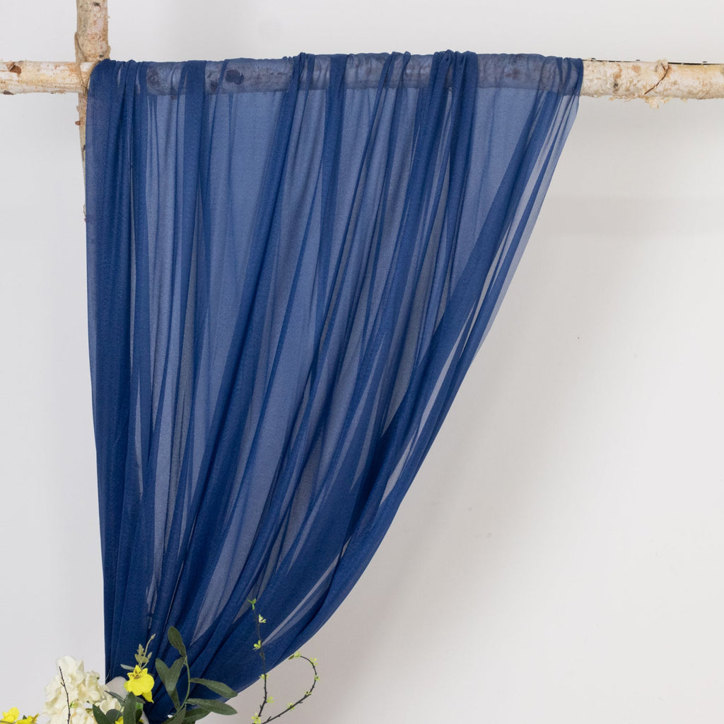 Navy Blue Sheer Backdrop Drape â€“ 5ft x 14ft Wedding Arch & Ceiling Decor Panel, Wrinkle Free with Soft Shimmer - Bell Racket Store