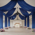 Navy Blue Sheer Backdrop Drape â€“ 5ftx32ft Wedding Arch & Ceiling Decor Panel, Wrinkle Free with Soft Shimmer - Bell Racket Store