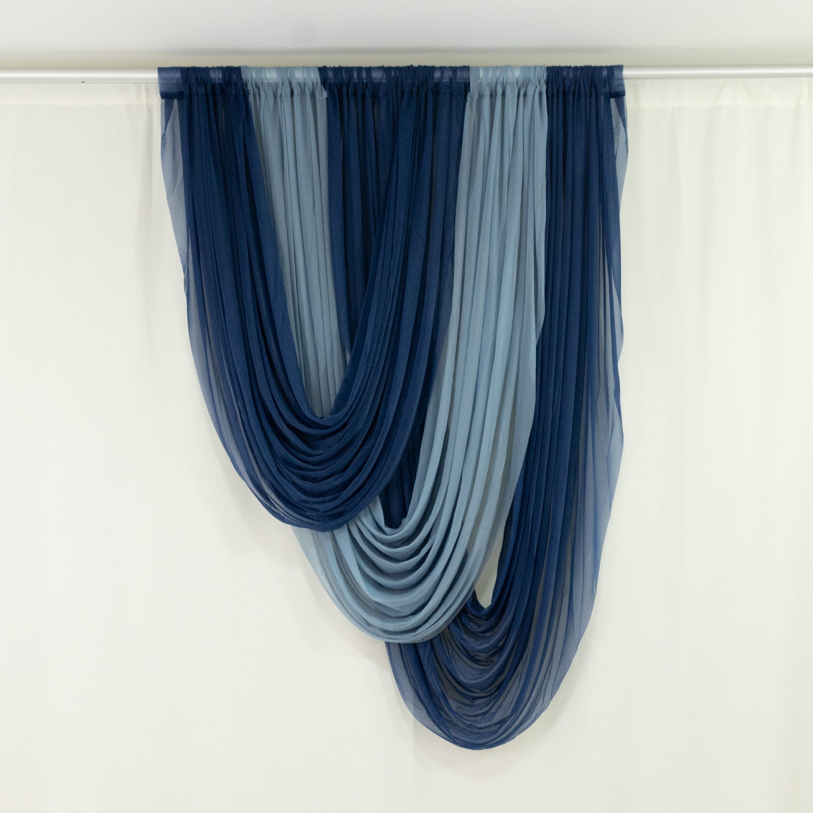 Navy Blue Sheer Chiffon Valance Curtain 4ft x 5ft â€“ Wedding Arch Drape with Rod Pocket, Voile Backdrop Panel - Bell Racket Store