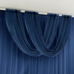 Navy Blue Sheer Chiffon Valance Curtain 4ft x 5ft â€“ Wedding Arch Drape with Rod Pocket, Voile Backdrop Panel - Bell Racket Store