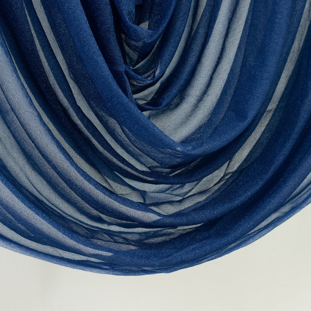 Navy Blue Sheer Chiffon Valance Curtain 4ft x 5ft â€“ Wedding Arch Drape with Rod Pocket, Voile Backdrop Panel - Bell Racket Store