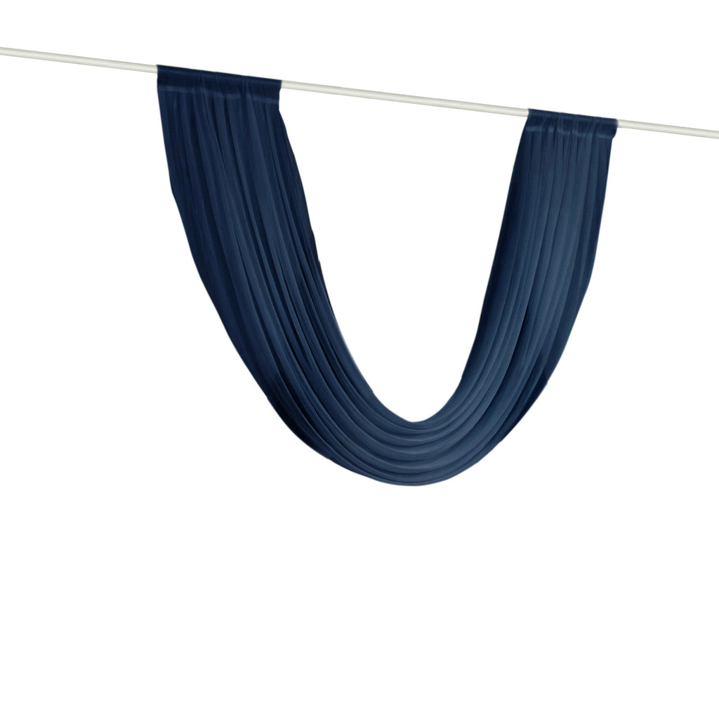 Navy Blue Sheer Chiffon Valance Curtain 4ft x 6ft â€“ Wedding Arch Drape with Rod Pocket, Voile Backdrop Panel - Bell Racket Store