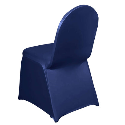 Spandex Chair Cover for Banquet Chairs Navy Blue - Stretch 160GSM Fabric with Slip-On Slipcover