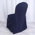 Polyester Slip On Banquet Chair Covers Navy Blue - Stain-Resistant Reusable Durable Fabric