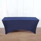 Stretch Spandex 96"x30" Rectangle Table Cover Navy Blue - Durable Form-Fitting Tablecloth