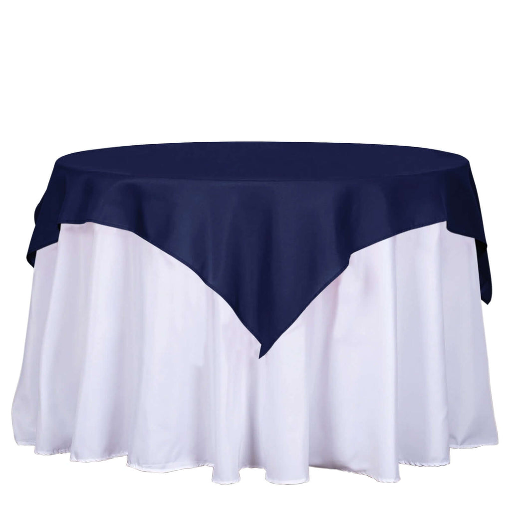 Polyester 54"x54" Table Overlay Square Tablecloth Navy Blue - Wrinkle-Resistant & Durable Table Cover