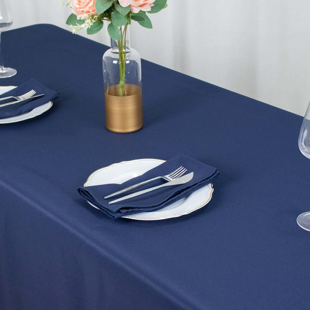 Premium Polyester 90"x132" Rectangle Tablecloth Navy Blue - Seamless 220GSM Stain-Resistant Table Cover