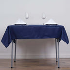 Polyester 54"x54" Table Overlay Square Tablecloth Navy Blue - Wrinkle-Resistant & Durable Table Cover