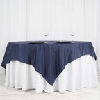 Polyester 90"x90" Table Overlay Square Tablecloth Navy Blue - Wrinkle-Resistant & Durable Table Cover