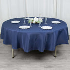 Premium Polyester 90" Round Tablecloth Navy Blue - Stain and Wrinkle-Resistant Design with 220GSM Thickness Table Cover