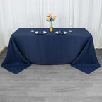 Premium Polyester 90"x132" Rectangle Tablecloth Navy Blue - Seamless 220GSM Stain-Resistant Table Cover