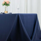 Premium Polyester 90"x132" Rectangle Tablecloth Navy Blue - Seamless 220GSM Stain-Resistant Table Cover