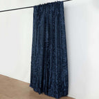 8ftx8ft Navy Blue 3D Leaf Petal Taffeta Event Curtain Drapes, Backdrop Event Panel With Rod Pocket