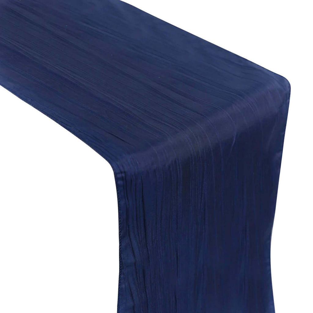 Taffeta 12"x108" Table Runner Navy Blue - Accordion Crinkle Design