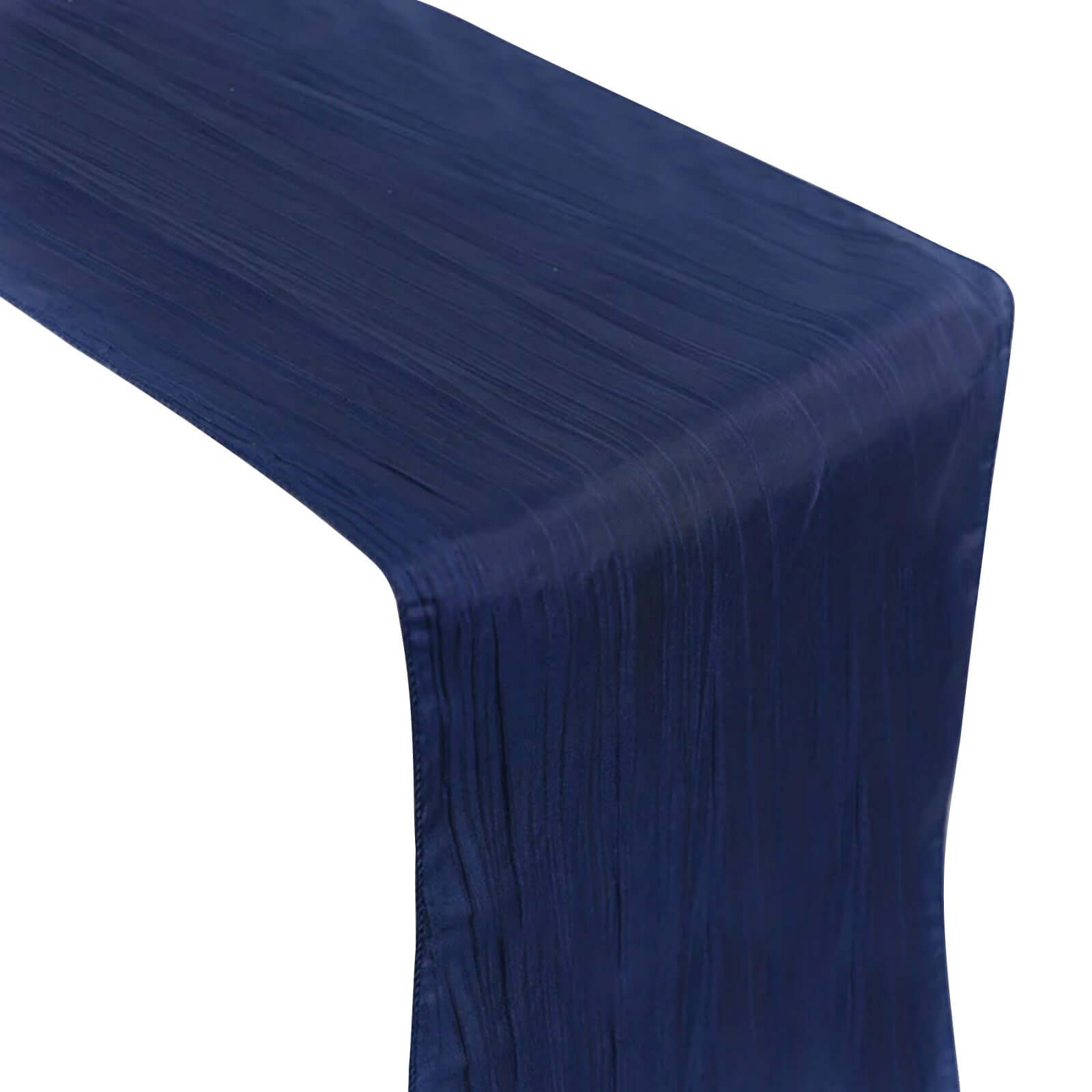 Taffeta 12"x108" Table Runner Navy Blue - Accordion Crinkle Design