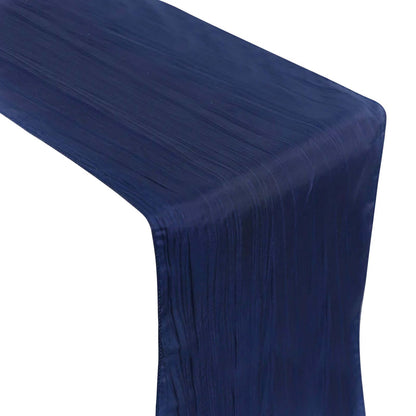 Taffeta 12"x108" Table Runner Navy Blue - Accordion Crinkle Design