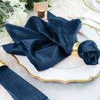5 Pack Premium Velvet 20"x20" Napkins Navy Blue - Soft Sheen Finish Cloth Napkins