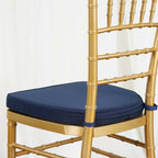 Chiavari Chair Cushion with 1.5" Thick Memory Foam and Ties Navy Blue - Stylish Removable Cover for Comfort