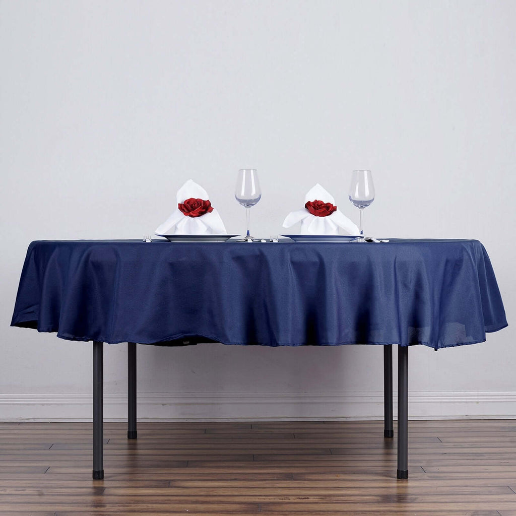 Polyester 70" Round Tablecloth Navy Blue - Durable & Wrinkle-Resistant Table Cover