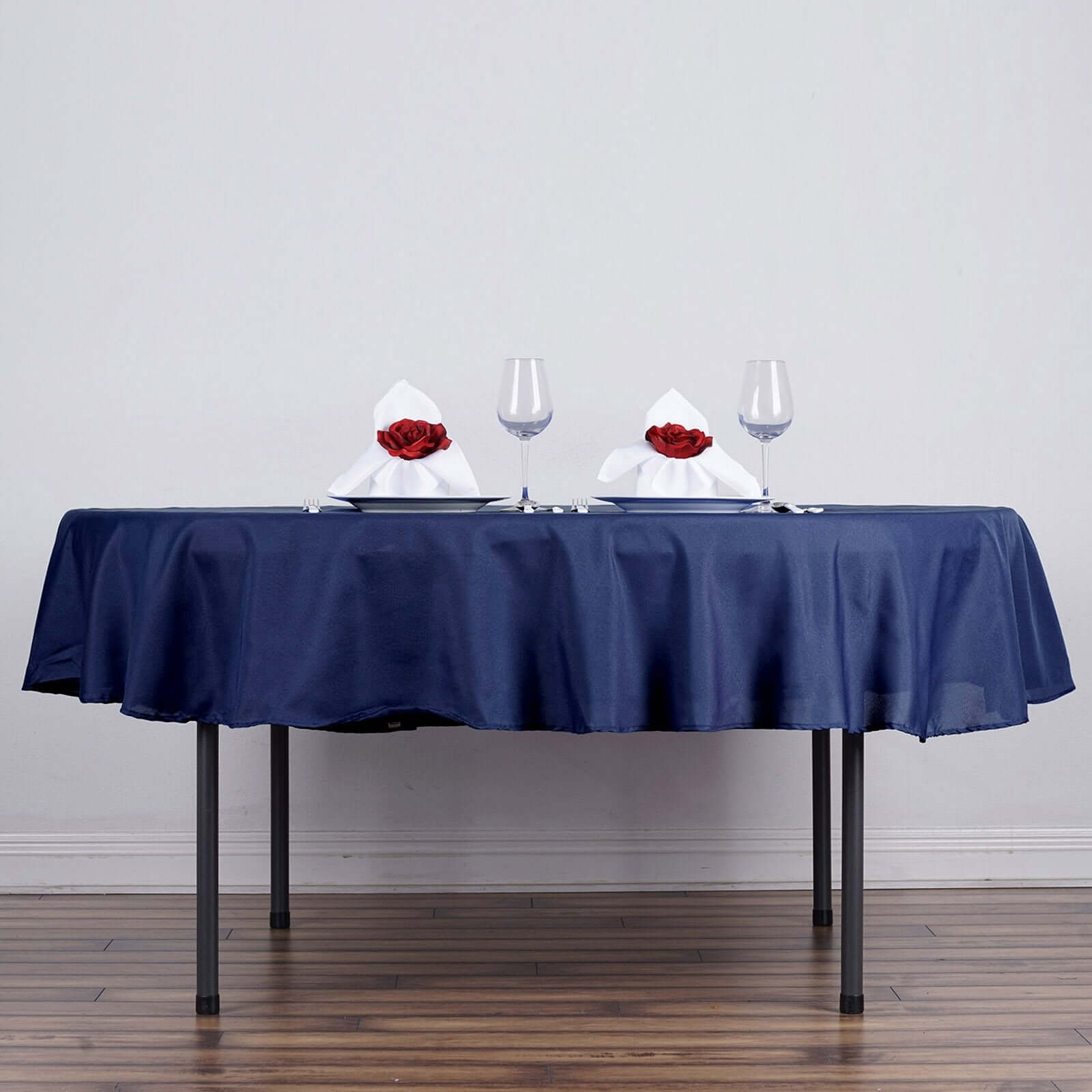 Polyester 70" Round Tablecloth Navy Blue - Durable & Wrinkle-Resistant Table Cover