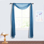 18ft Navy Blue Sheer Organza Wedding Arch Drapery Fabric, Window Scarf Valance