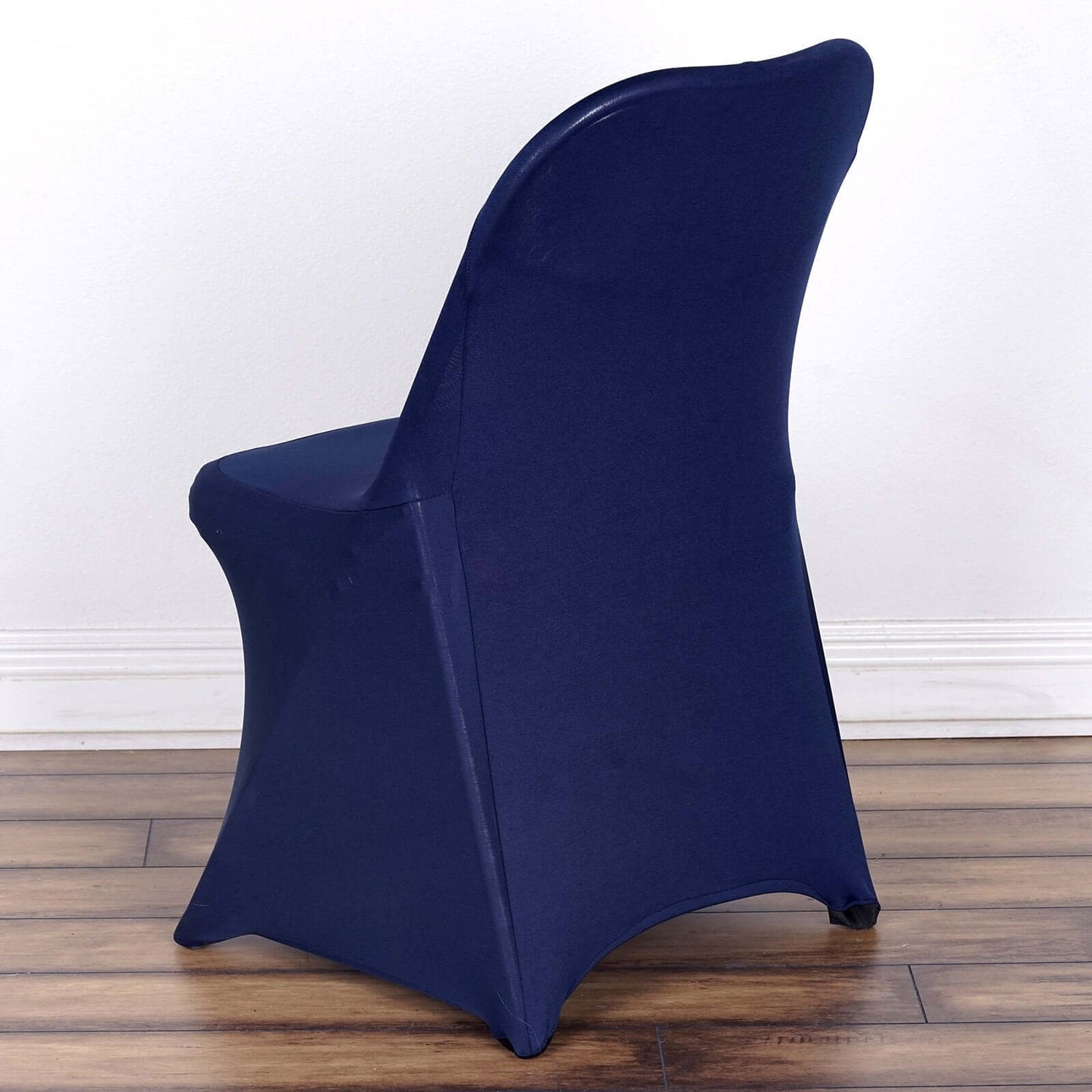 Stretch Spandex Chair Cover Navy Blue for Folding Chairs - Reusable & Wrinkle-Resistant 160GSM Fitted Slipcover