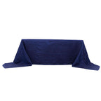 Taffeta 90"x156" Rectangle Tablecloth Navy Blue - Accordion Crinkle Seamless Table Cover